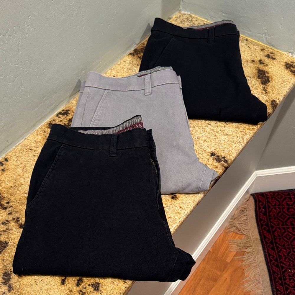 Set of 3 J.M. Hagar Slim Fit Luxury Comfort Black and Gray Cotton Blend Pants